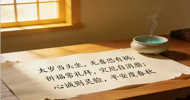 化解太岁口诀6句抄写与摆放示意图